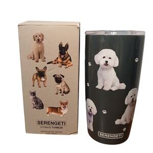 Serengeti Bichon Dog Ultimate Stainless Steel Vacuum Insulated Tumbler Lid READ